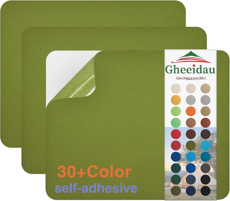 Gheeidau Canvas Repair Patch 9×11 Inch 3Pcs Waterproof Self-Adhesive Fabric Repair Patch for Tents,Boat Cover,Pop Up Canopy,Patio,Bags,Car Seats,Sofas,Furniture Cover(Green) - Image 1
